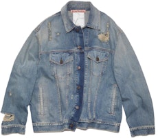 (Women) Acne Studios SS23 Blue Washed Distressed Denim Jacket. C90125-AUZ (Women) Acne Studios SS23 Blue Washed Distressed Denim Jacket. C90125-AUZ