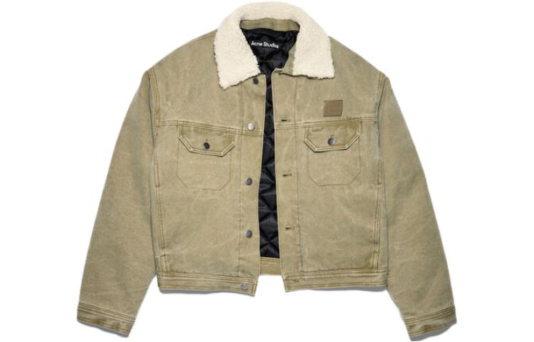 Order (Women) Acne Studios SS23  Face Expression Detachable Collar Loose Jacket Khaki. C90143-CVI