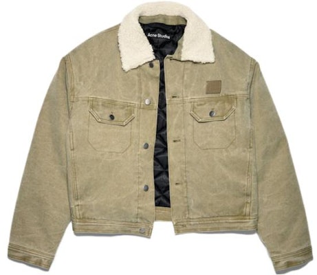 (Women) Acne Studios SS23 Face Expression Detachable Collar Loose Jacket Khaki. C90143-CVI Order (Women) Acne Studios SS23 Face Expression Detachable Collar Loose Jacket Khaki. C90143-CVI