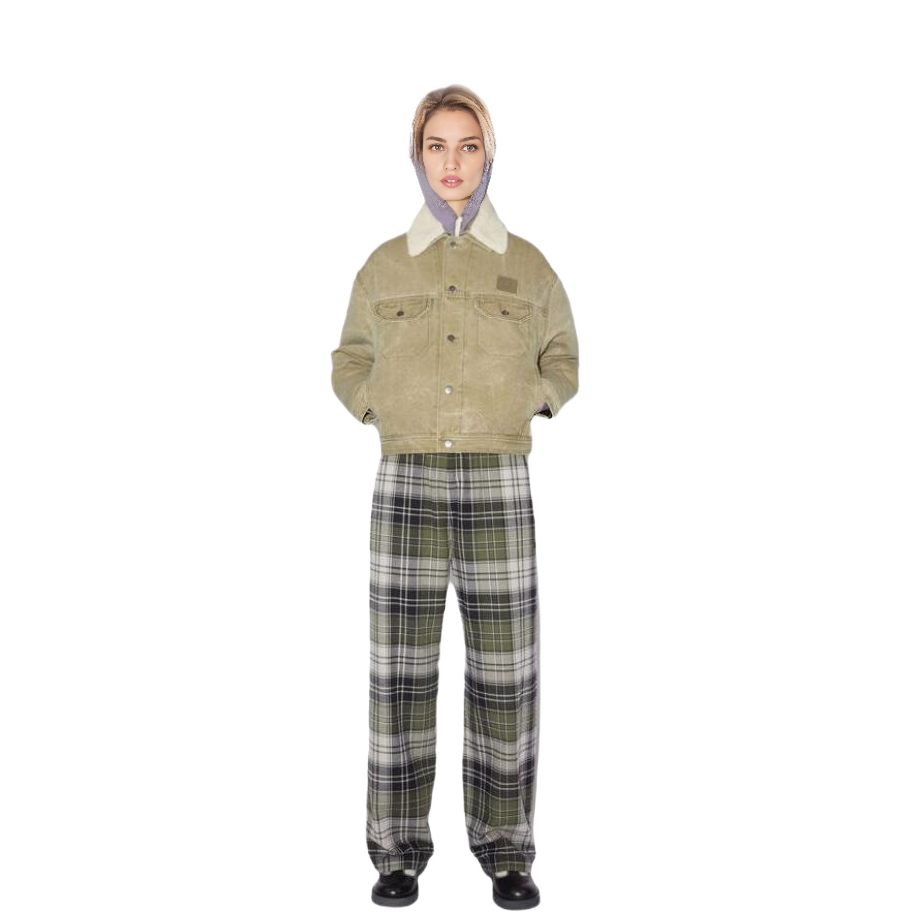 Lookbook (Women) Acne Studios SS23  Face Expression Detachable Collar Loose Jacket Khaki. C90143-CVI