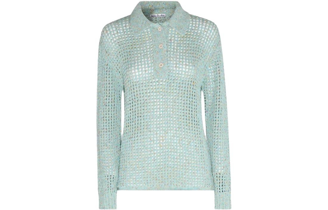 (Women) Acne Studios SS23  Green Pullover Sweater with Cut-Out Details. A60420-AAQ