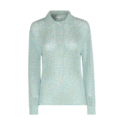 (Women) Acne Studios SS23 Green Pullover Sweater with Cut-Out Details. A60420-AAQ