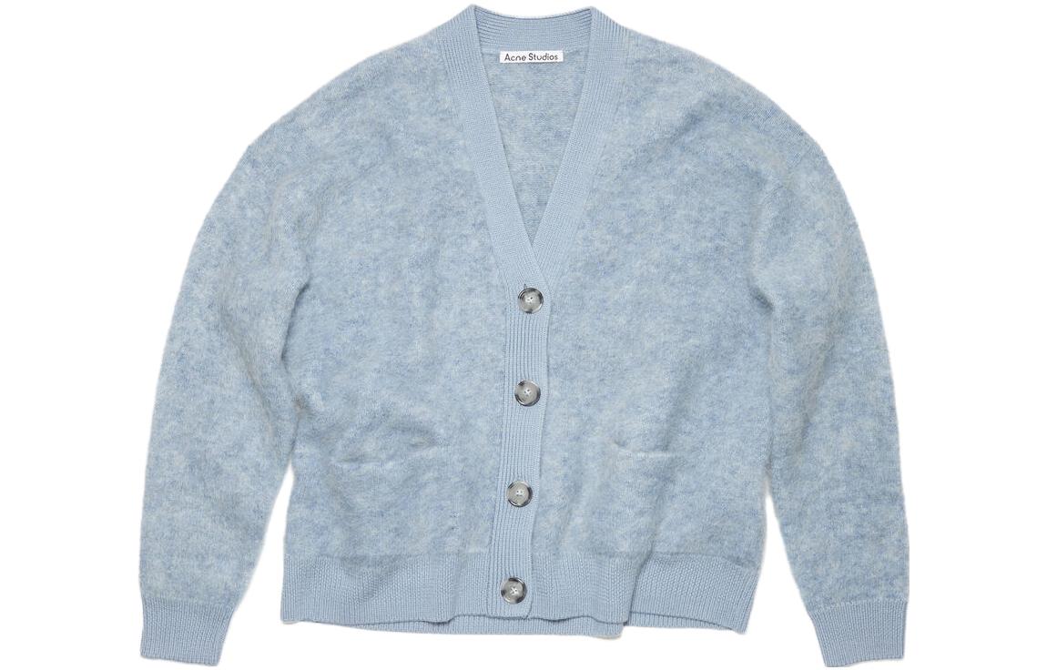 Order (Women) Acne Studios SS23  Light Blue Mohair Wool Blend Cardigan Sweater. A60464-AAL