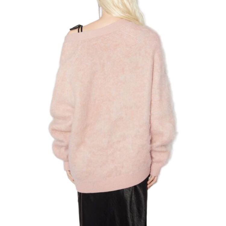Details for (W) Acne Studios SS23 Pink Mohair Wool Blend Cardigan Sweater. A60464-COA