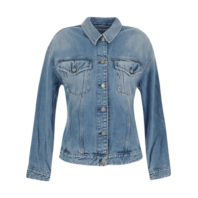 (Women) Acne Studios SS23 Slim Fit Denim Jacket Blue Retro Style Long Sleeve. A90501-228