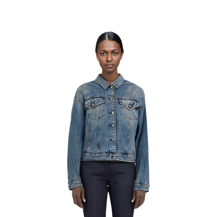 Shop (W) Acne Studios SS23 Chaqueta Vaquera Azul Slim Fit Retro de Manga Larga. A90501-228