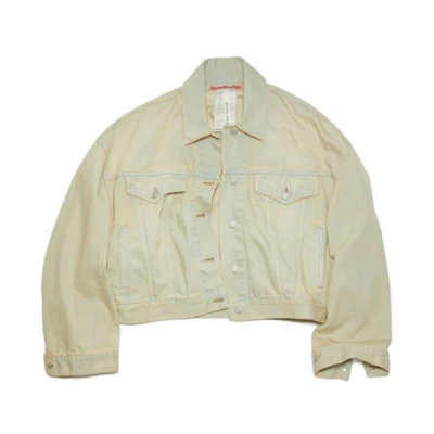 (Women) Acne Studios SS23 Washed Yellow Denim Button-Up Cropped Jacket. A90498-BWL
