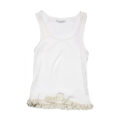 (Women) Acne Studios SS23 White Solid Fringe Tank Top. AL0338-100