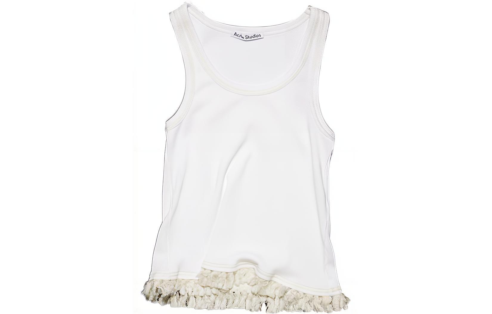 Order (Women) Acne Studios SS23  White Solid Fringe Tank Top. AL0338-100