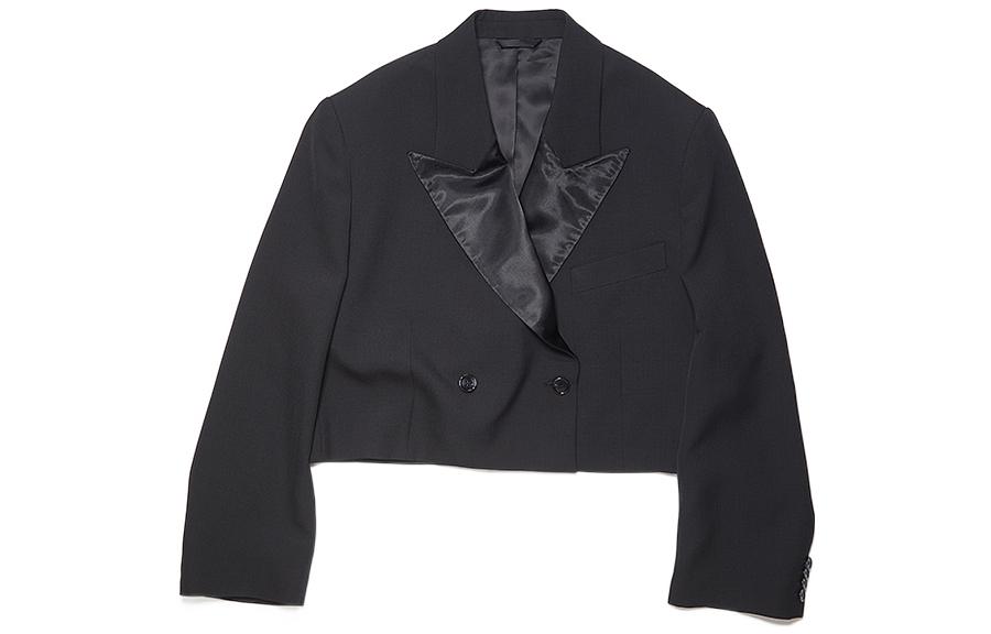 (Women) Acne Studios SS23 Black Cropped Blazer with Button-Up Design AH0218-900