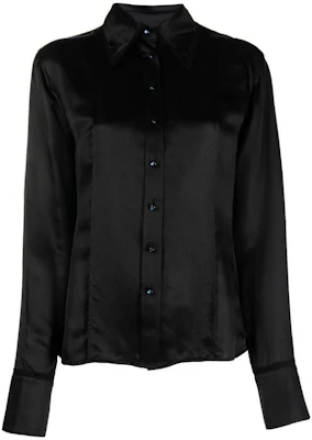 (Women) Acne Studios SS23 Black Long Sleeve Button-Up Shirt AC0546-900 Buy (Women) Acne Studios SS23 Black Long Sleeve Button-Up Shirt AC0546-900