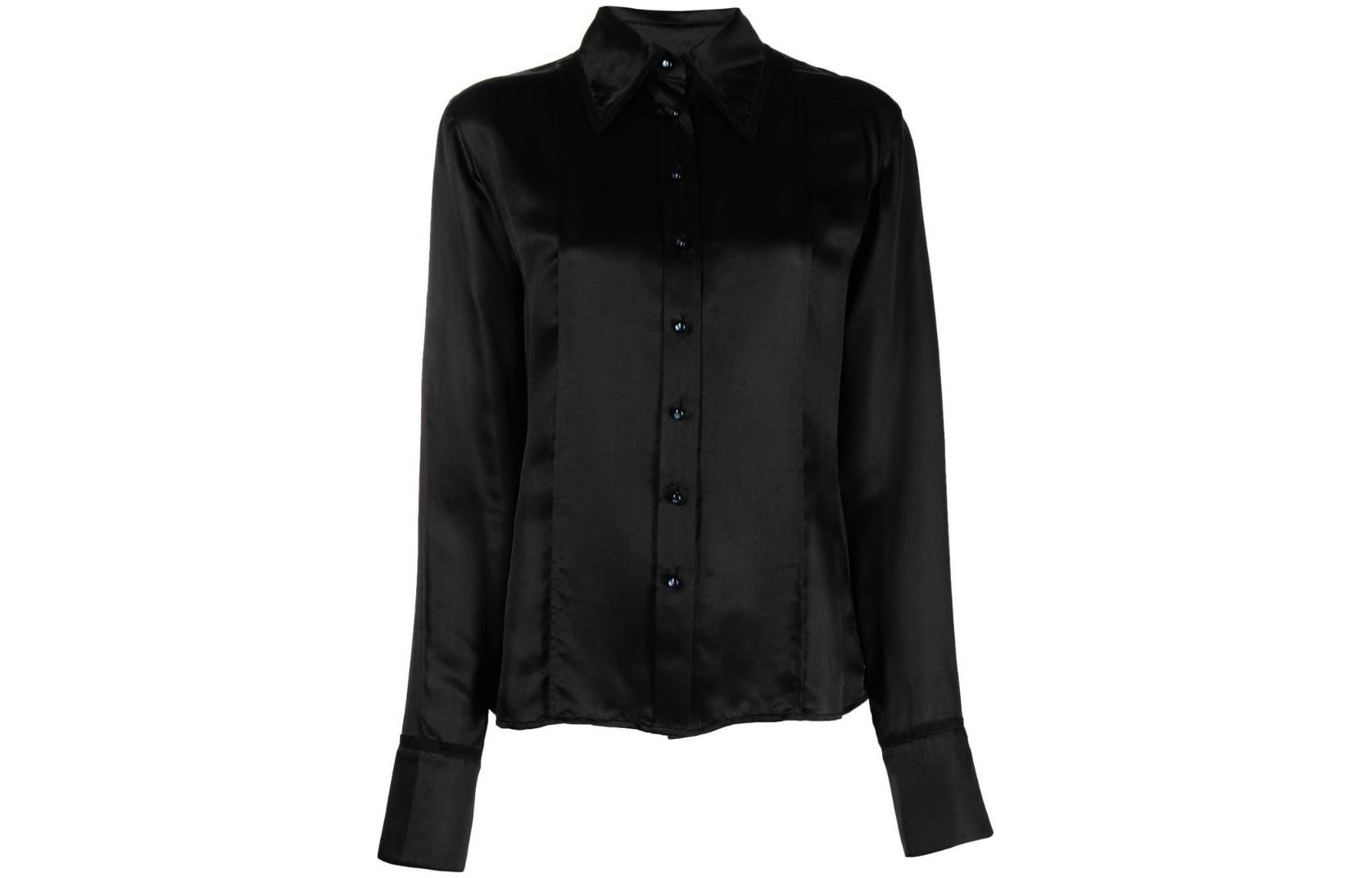 (Women) Acne Studios SS23 Black Long Sleeve Button-Up Shirt AC0546-900 圖 2