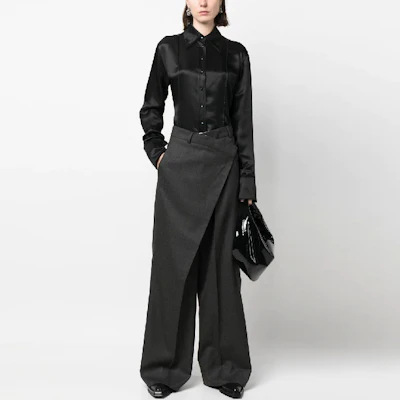 (Women) Acne Studios SS23 Black Long Sleeve Button-Up Shirt AC0546-900 Lookbook (Women) Acne Studios SS23 Black Long Sleeve Button-Up Shirt AC0546-900
