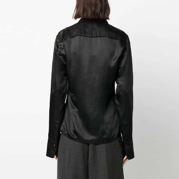 (Women) Acne Studios SS23 Black Long Sleeve Button-Up Shirt AC0546-900 圖 4