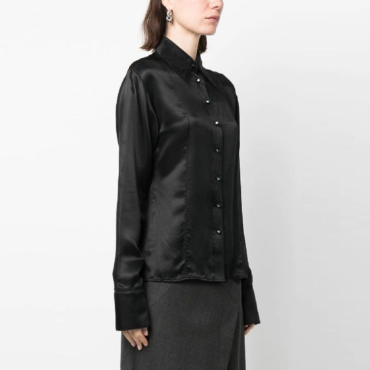 (Women) Acne Studios SS23 Black Long Sleeve Button-Up Shirt AC0546-900 圖 5