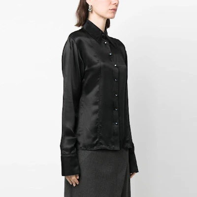 (Women) Acne Studios SS23 Black Long Sleeve Button-Up Shirt AC0546-900 Purchase (Women) Acne Studios SS23 Black Long Sleeve Button-Up Shirt AC0546-900