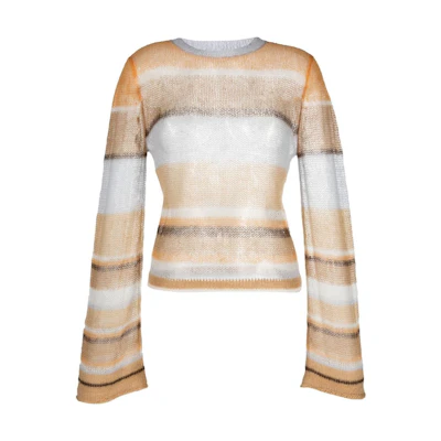 (Women) Acne Studios SS23 Contrast Stitch Knit Pullover Khaki Sweater. A60409-BKF