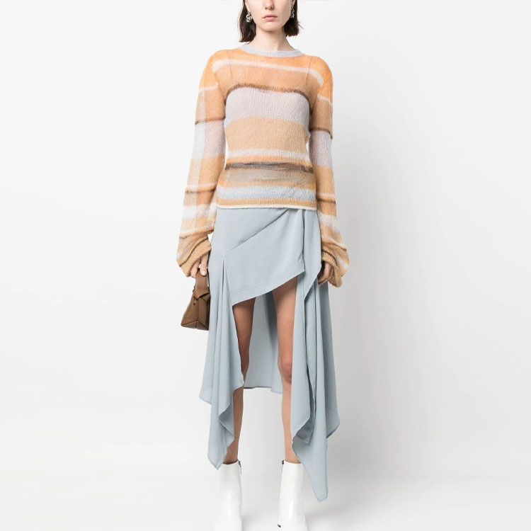 Lookbook (Women) Acne Studios SS23 Contrast Stitch Knit Pullover Khaki  Sweater. A60409-BKF