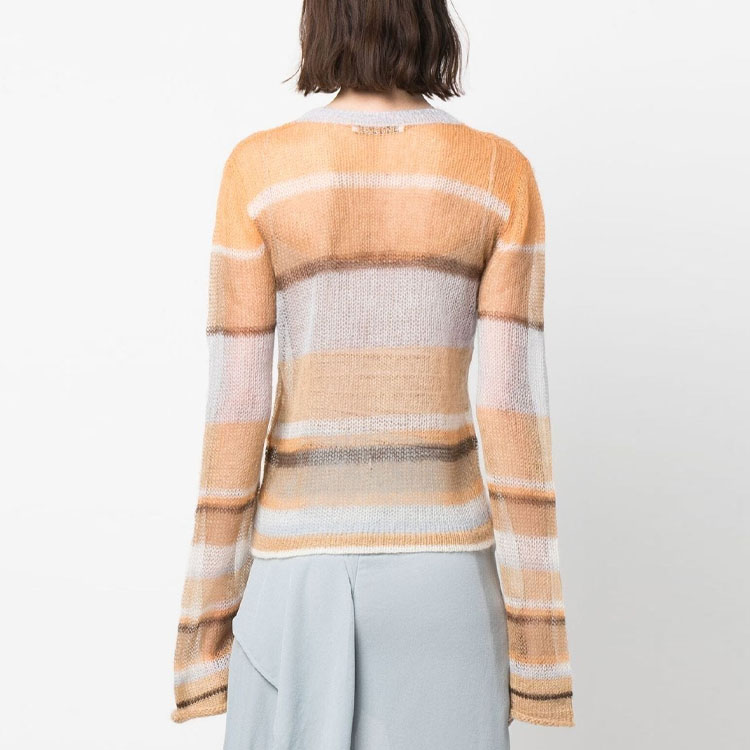 Shop (Women) Acne Studios SS23 Contrast Stitch Knit Pullover Khaki  Sweater. A60409-BKF