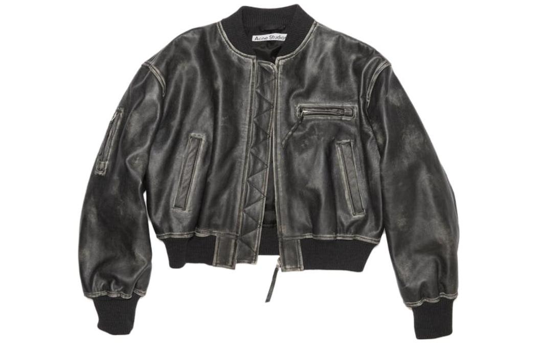 (Women) Acne Studios SS23 Cropped Zip Jacket Black Long Sleeve Outerwear A70155-900