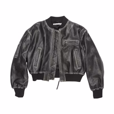 (Women) Acne Studios SS23 Cropped Zip Jacket Black Long Sleeve Outerwear A70155-900