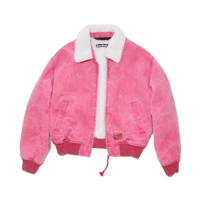 (Women) Acne Studios SS23 Fashion Cotton Canvas Bomber Jacket Purple Red C90120-ACT