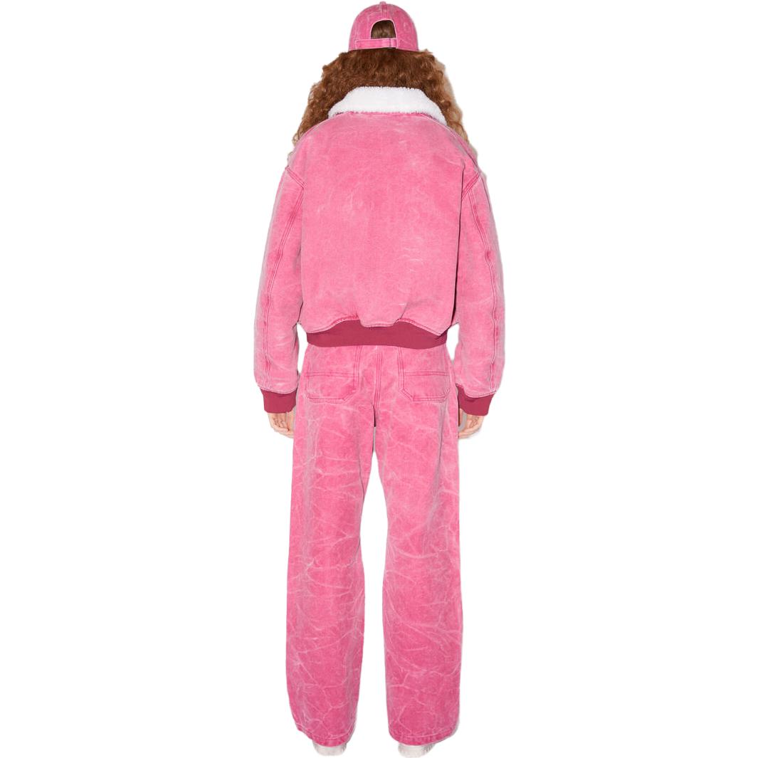 Shop (Women) Acne Studios SS23 Fashion Cotton Canvas Bomber Jacket Purple Red C90120-ACT