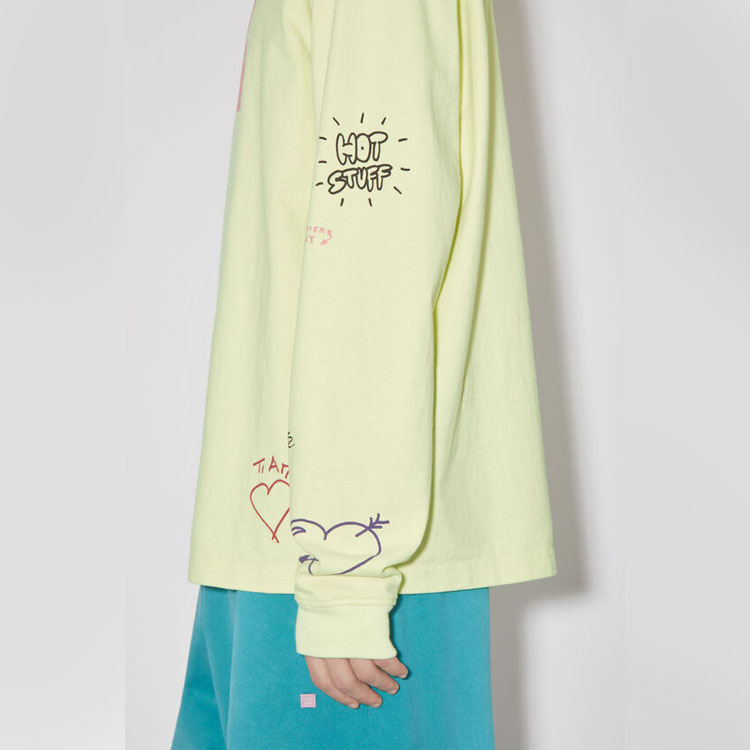 Sizing (Women) Acne Studios SS23 Graffiti Crewneck Long Sleeve T-Shirt Unisex Green. CL0209-BKI