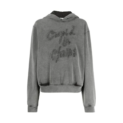 (Women) Acne Studios SS23 Gray Oversized Hoodie with Letter Appliqué AI0135-BM0