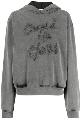 (Women) Acne Studios SS23 Gray Oversized Hoodie with Letter Appliqué AI0135-BM0 Order (Women) Acne Studios SS23 Gray Oversized Hoodie with Letter Appliqué AI0135-BM0