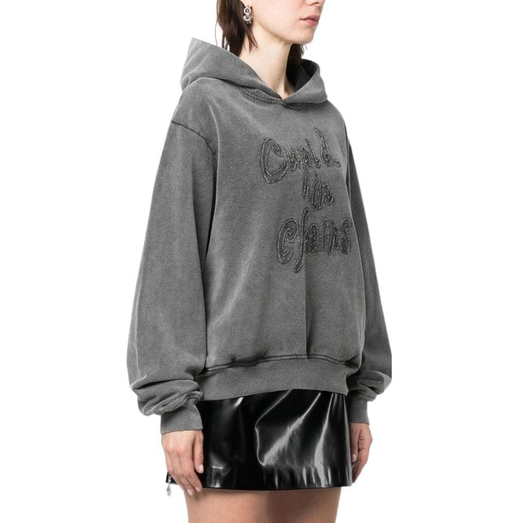 Purchase (Women) Acne Studios SS23 Gray Oversized Hoodie with Letter Appliqué AI0135-BM0