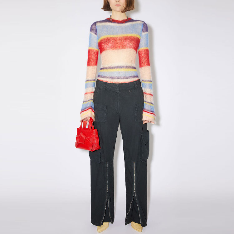 Lookbook (W) アクネ ストゥディオズ SS23 ハイウエストジッパーパンツ レディース チャコールグレー. AK0636-Z79