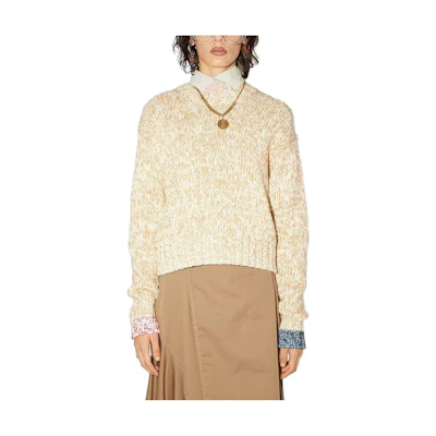 (Women) Acne Studios SS23 Multicolor Knit Crewneck Sweater Cream A60252-CRE