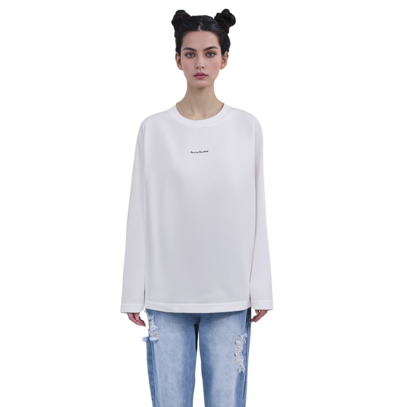Details for (W) Acne Studios SS23 Baju Tee Oversized Putih dengan Cetakan AL0343-183