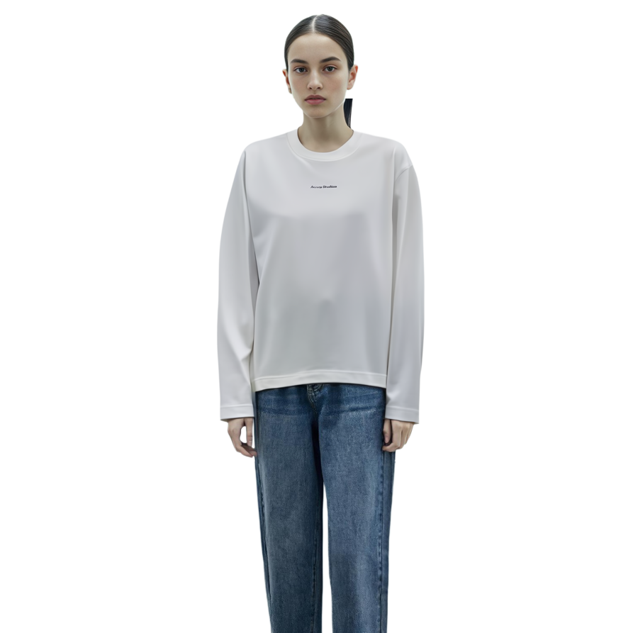 Cheap (W) Acne Studios SS23 Baju Tee Oversized Putih dengan Cetakan AL0343-183
