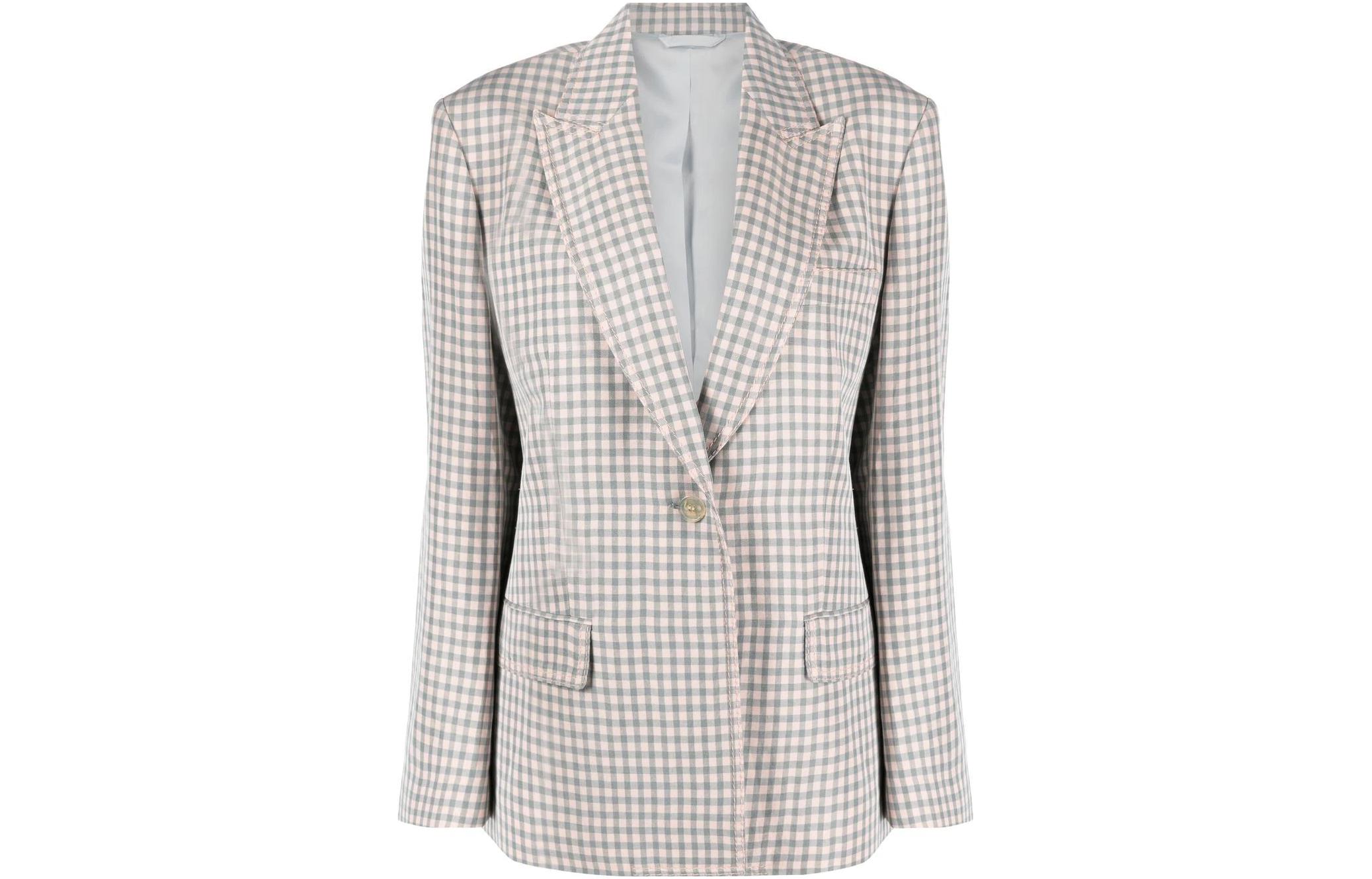 Order (W) アクネ ストゥディオズ SS23 チェック柄 シングルブレスト ブレザー レディース カラーブロック AH0243-AZB