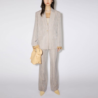 (W) アクネ ストゥディオズ SS23 チェック柄 シングルブレスト ブレザー レディース カラーブロック AH0243-AZB Lookbook (W) アクネ ストゥディオズ SS23 チェック柄 シングルブレスト ブレザー レディース カラーブロック AH0243-AZB