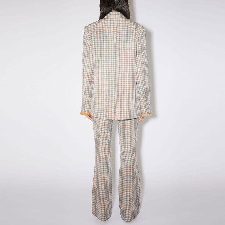 Shop (W) アクネ ストゥディオズ SS23 チェック柄 シングルブレスト ブレザー レディース カラーブロック AH0243-AZB