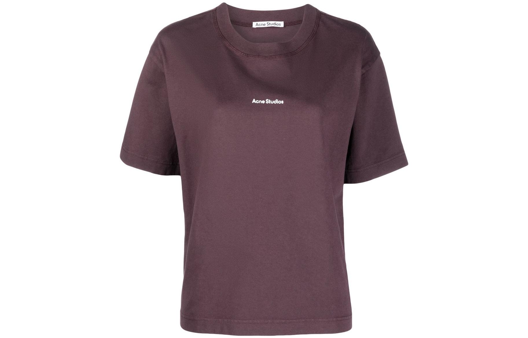(Women) Acne Studios SS23 Purple Logo T-Shirt  Plain Design. AL0135-AD6