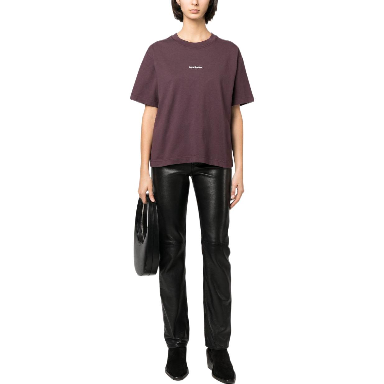 (Women) Acne Studios SS23 Purple Logo T-Shirt  Plain Design. AL0135-AD6 圖 3