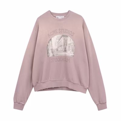 (Women) Acne Studios SS23 Purple Oversized Pullover Sweatshirt with Retro Letter Print Women. AI0133-ADF