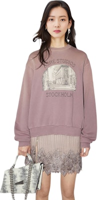 (W) Acne Studios SS23 紫色復古字母印花寬鬆女款衛衣 AI0133-ADF Shop (W) Acne Studios SS23 紫色復古字母印花寬鬆女款衛衣 AI0133-ADF