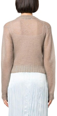 (W) Acne Studios SS23 Suéter de Punto Canelado Cuello V Sólido Taupe A60417-CEG Purchase (W) Acne Studios SS23 Suéter de Punto Canelado Cuello V Sólido Taupe A60417-CEG