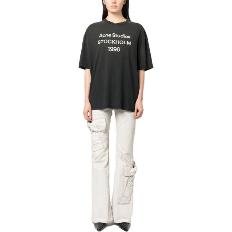 Lookbook (Women) Acne Studios SS23 White Bell-Bottom Jeans with Bow Detail AK0650-AO0