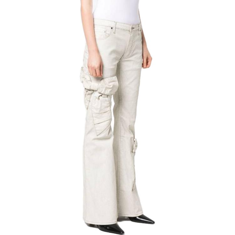 Purchase (Women) Acne Studios SS23 White Bell-Bottom Jeans with Bow Detail AK0650-AO0