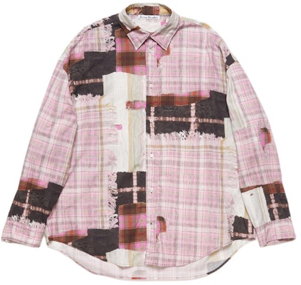 (W) 아크네 스튜디오 SS24 3D 프린트 워시드 롱슬리브 버튼 셔츠 핑크. BB0578-BIA Buy (W) 아크네 스튜디오 SS24 3D 프린트 워시드 롱슬리브 버튼 셔츠 핑크. BB0578-BIA