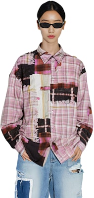 (W) 아크네 스튜디오 SS24 3D 프린트 워시드 롱슬리브 버튼 셔츠 핑크. BB0578-BIA Purchase (W) 아크네 스튜디오 SS24 3D 프린트 워시드 롱슬리브 버튼 셔츠 핑크. BB0578-BIA