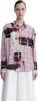 (W) 아크네 스튜디오 SS24 3D 프린트 워시드 롱슬리브 버튼 셔츠 핑크. BB0578-BIA Details for (W) 아크네 스튜디오 SS24 3D 프린트 워시드 롱슬리브 버튼 셔츠 핑크. BB0578-BIA