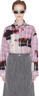 (W) 아크네 스튜디오 SS24 3D 프린트 워시드 롱슬리브 버튼 셔츠 핑크. BB0578-BIA Sizing (W) 아크네 스튜디오 SS24 3D 프린트 워시드 롱슬리브 버튼 셔츠 핑크. BB0578-BIA