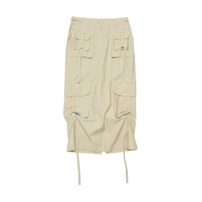 (Women) Acne Studios SS24 Beige Minimalist Multi-Pocket Relaxed Maxi Dress. AF0467-AEK